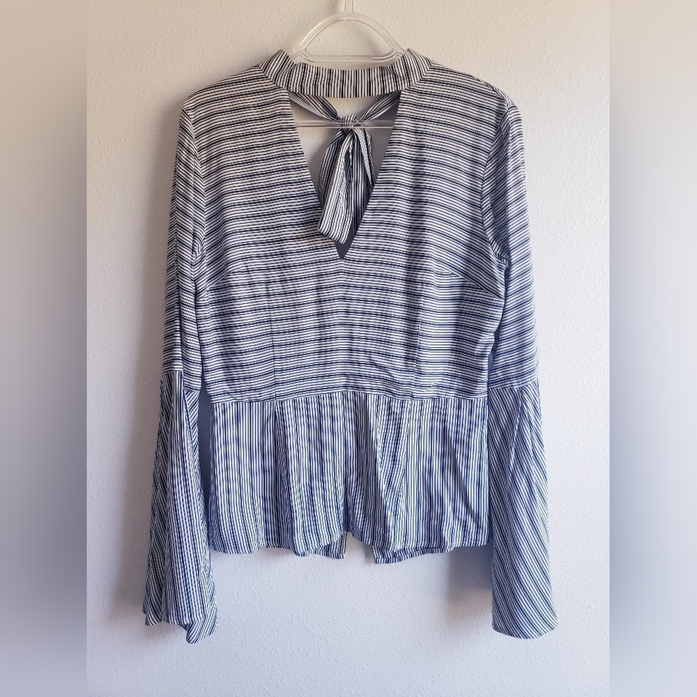 Venus Bell Sleeve Striped Lightweight Boho Blouse
